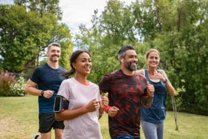 group of people exercising to lower their coronary calcium score