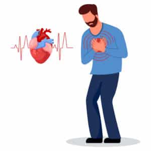 illustration of a man having chest pain during a heart attack